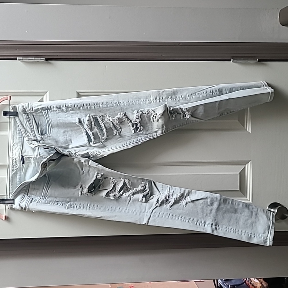 American Eagle Super Stretch Super Low Distressed Jeggings-10